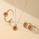 Bague Grenat Rouge – Bijou Argent Plaqué Or pour Femme - Biloria