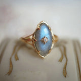 Bague Labradorite Argent Plaqué Or Étoile - Cosmos et Apaisement - Biloria