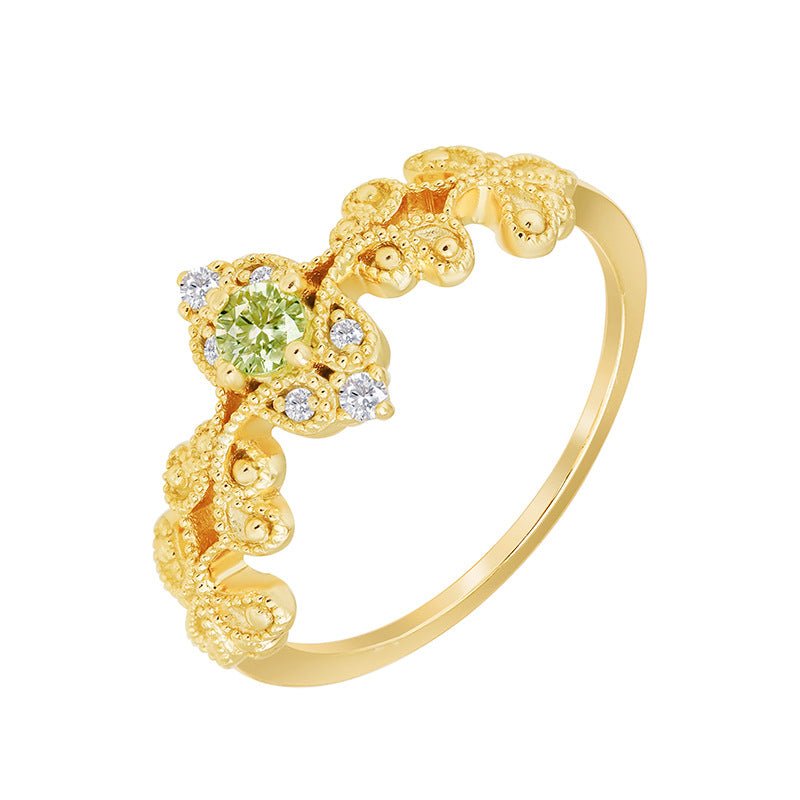 Bague Péridot Argent Plaqué Or Vintage - Biloria