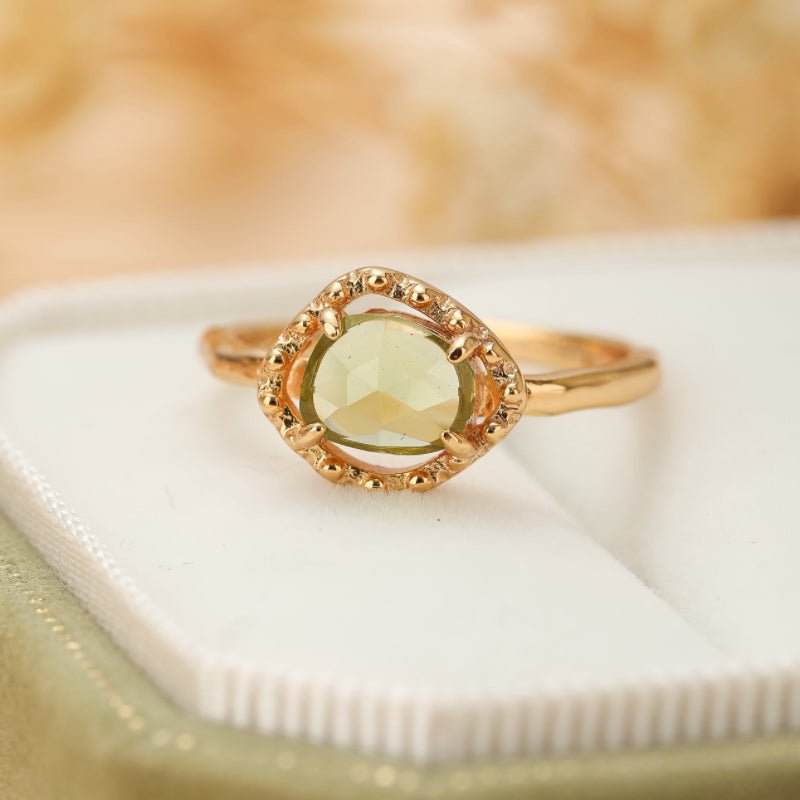Bague Péridot Renaissance argent plaqué or tailles 49 à 56 - Biloria