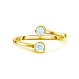 Bague Pierre de Lune Ajustable – Argent Plaqué Or pour Femme - Biloria