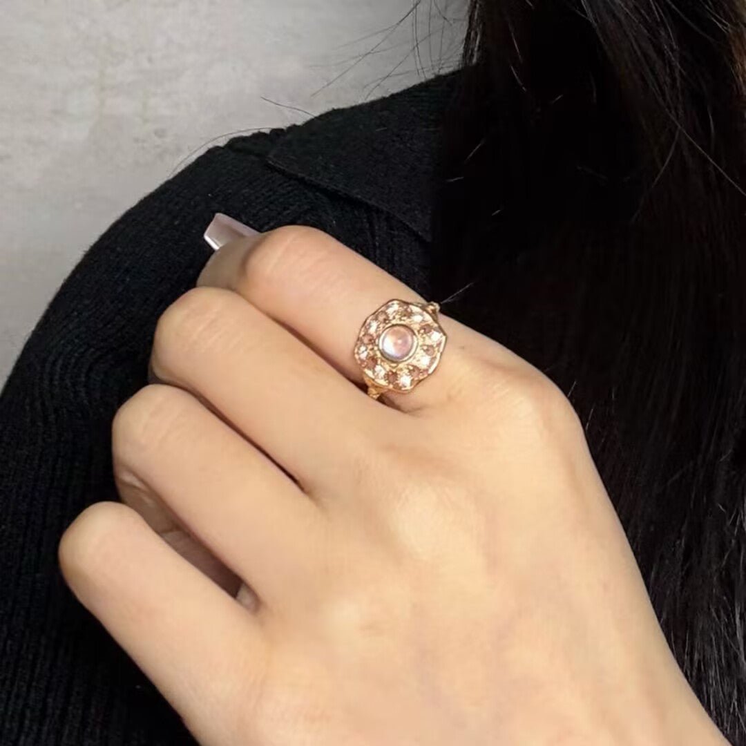 Bague Pierre de Lune Vintage – Argent Plaqué Or - Biloria