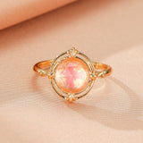 Bague Quartz Rose Aura Radieuse Argent Plaqué Or 10K - Biloria