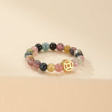 Bague Tourmaline Multicolore Fleur de Fortune - Argent Plaqué Or - Biloria