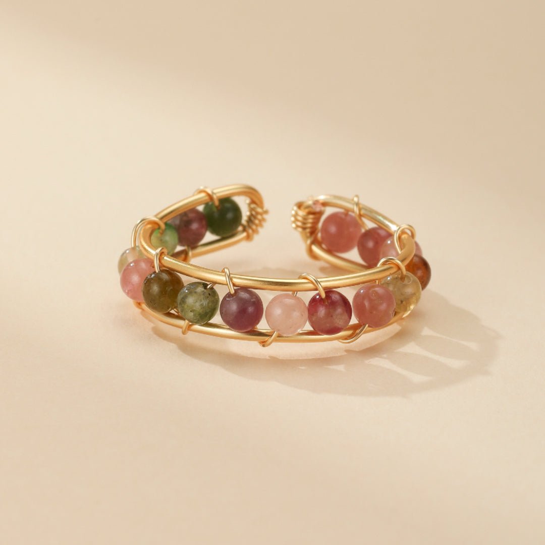 Bague Tourmaline Multicolore Plaqué Or 14k - Deux Modèles - Biloria