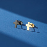 Boucle d'Oreille Croix Homme Petite Taille Acier Inoxydable - Biloria