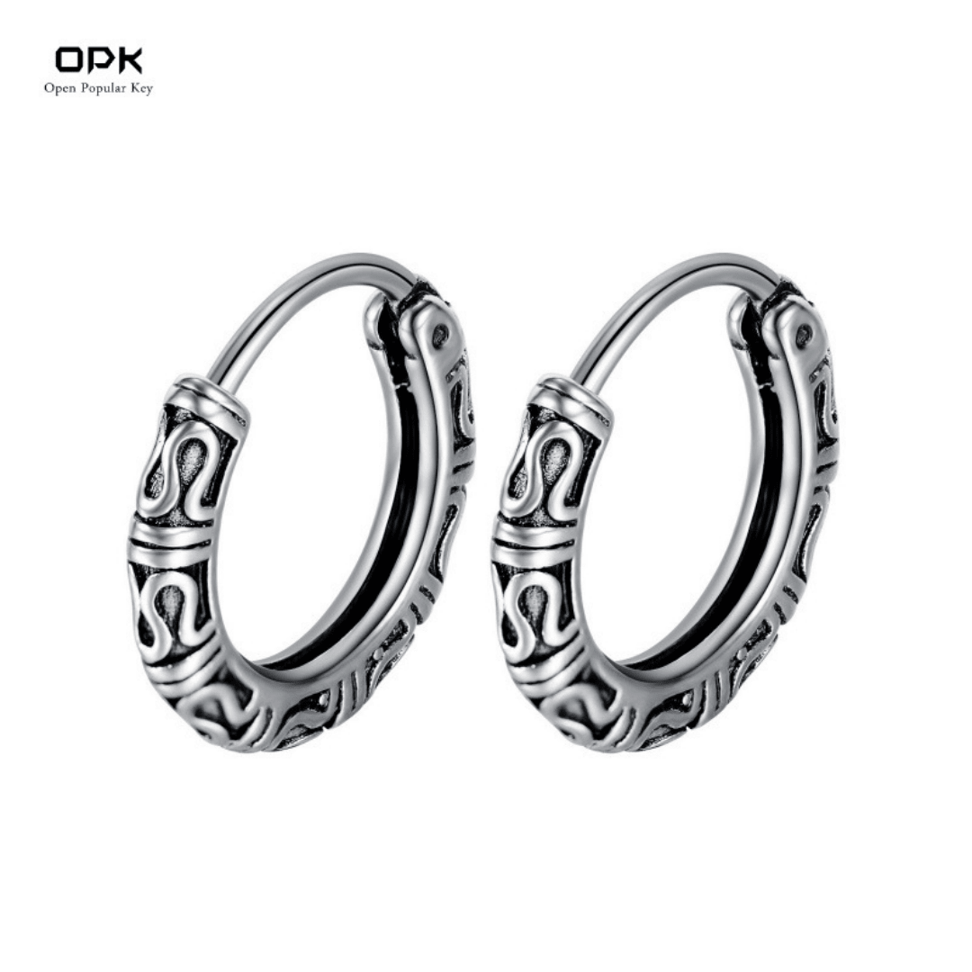 Boucle d'Oreille Homme Viking Motif Tribal Acier Inoxydable - Biloria