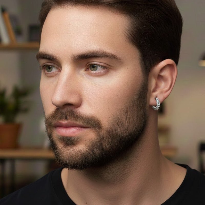 Boucle Oreille Homme Viking Acier 316L Motif Tribal - Biloria