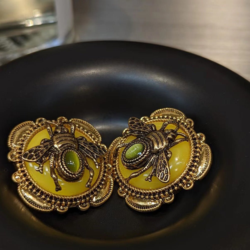 Boucles d'oreilles Agate Abeille Royale - Bijoux Nature et Vintage - Biloria