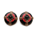Boucles d'Oreilles Agate Rouge et Noire - Bijou Vintage Tendance - Biloria