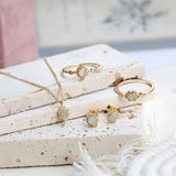 Boucles d'Oreilles Aigue Marine Dorées – Bijou Pierre Naturelle - Biloria