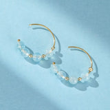 Boucles d'Oreilles Aigue Marine Laiton Or - Cadeau Féminin - Biloria