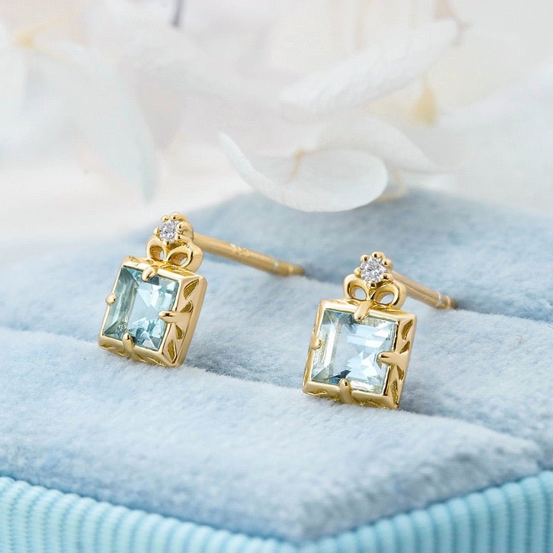 Boucles d'Oreilles Aigue Marine – Plaqué Or pour un Nouveau Départ - Biloria