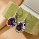 Boucles d'oreilles Améthyste Goutte – Argent 925 Fait Main - Biloria