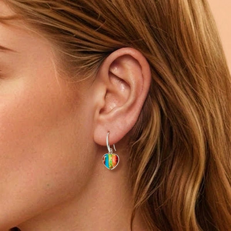 Boucles d'oreilles cœur Regalite multicolore – Cadeau femme original - Biloria
