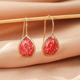 Boucles d'Oreilles Jaspe Rouge en Goutte Laiton Doré - Biloria