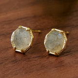 Boucles d'Oreilles Labradorite Argent Plaqué Or – Éclat Protecteur - Biloria