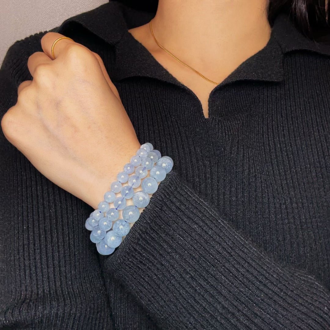 Bracelet Aigue-Marine Fait Main – Sérénité et Pureté - Biloria