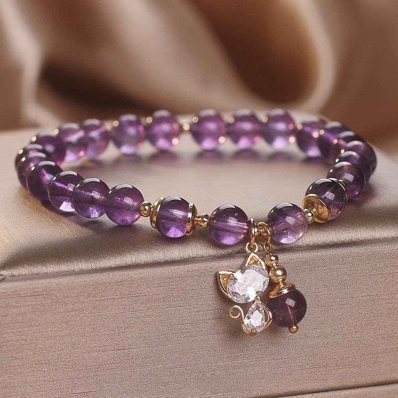 Bracelet Améthyste Chaton Joyeux | Décoration Bureau Tendance - Biloria