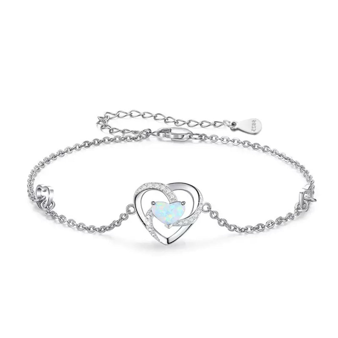 Bracelet Argent Opale Cœur Éternel - Bijou Amour - Biloria