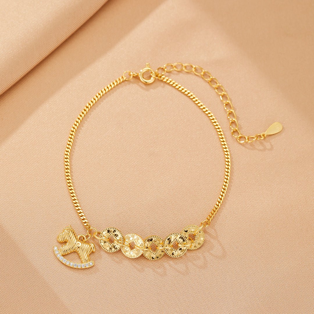 Bracelet Cheval Argent 925 – Breloque Équilibre Signe Astrologique - Biloria