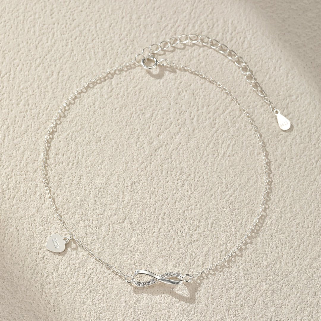 Bracelet Cheville Infini Zircon Argent 925 - Bijou Cadeau - Biloria