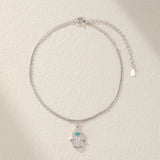 Bracelet Cheville Main de Fatma Argent 925 Protection Hamsa - Biloria