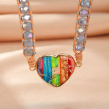 Bracelet Cœur Arc-en-Ciel Jaspe Chakras – Cadeau Spirituel - Biloria