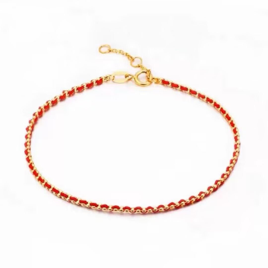 Bracelet Cordon Rouge Argent 925 Plaqué Or – Protection et Élégance - Biloria