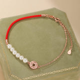 Bracelet Cordon Rouge et Nacre pour l'Abondance - Biloria