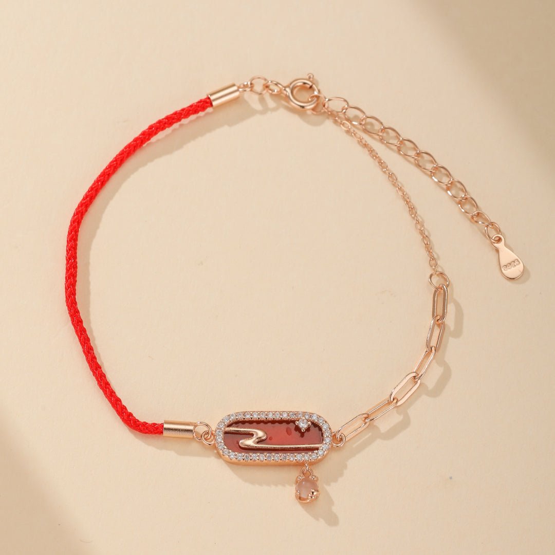 Bracelet Cordon Rouge Nuage Lunaire – Argent Plaqué Or - Biloria