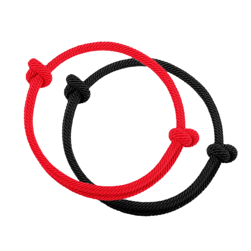 Bracelet Cordon Rouge ou Noir pour Couple et Amis – Symbole de Force - Biloria