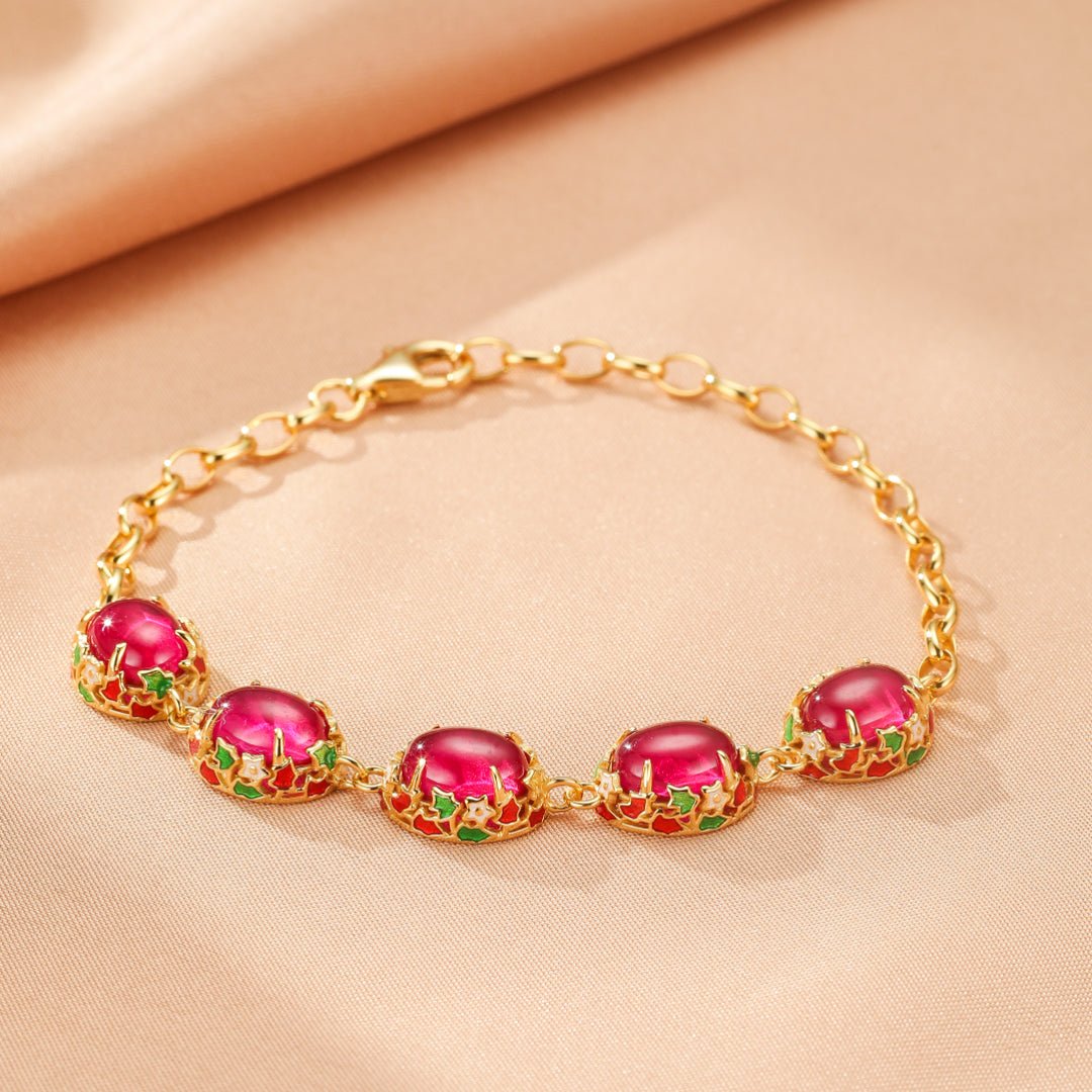Bracelet Cornaline Jardin Impérial Argent 925 Doré - Biloria