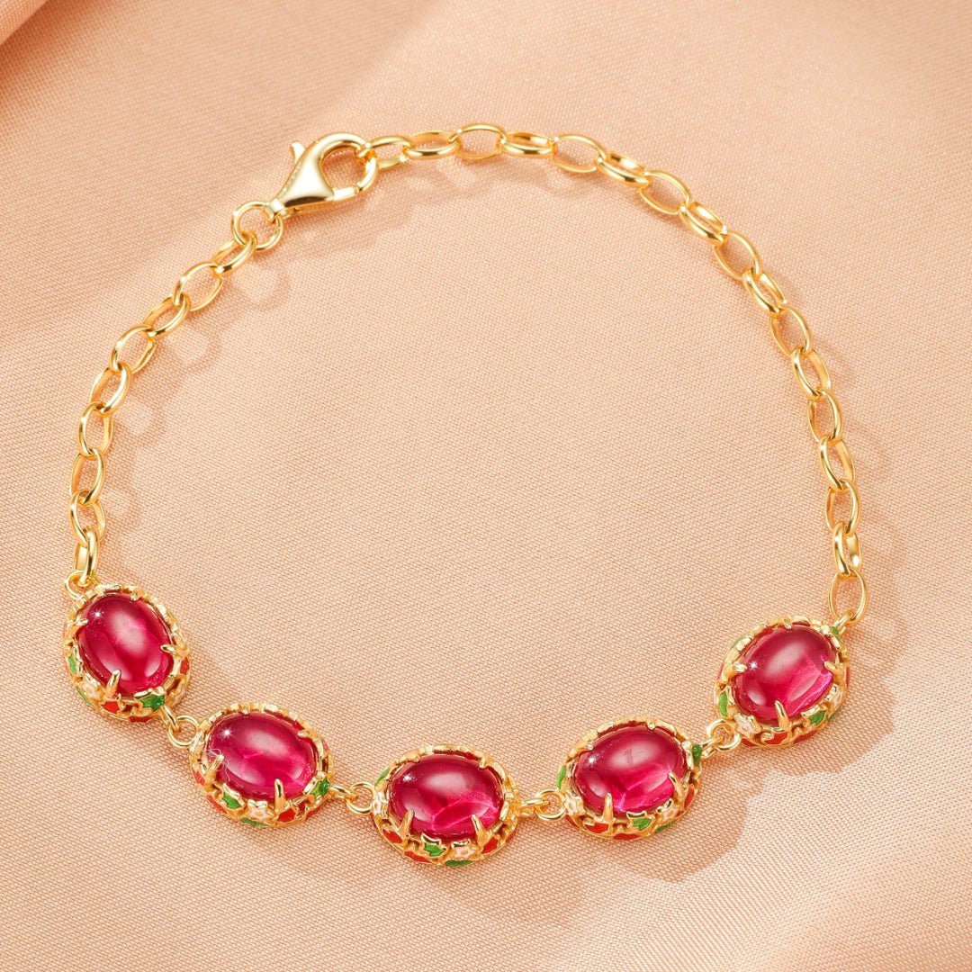 Bracelet Cornaline Jardin Impérial Argent 925 Doré - Biloria