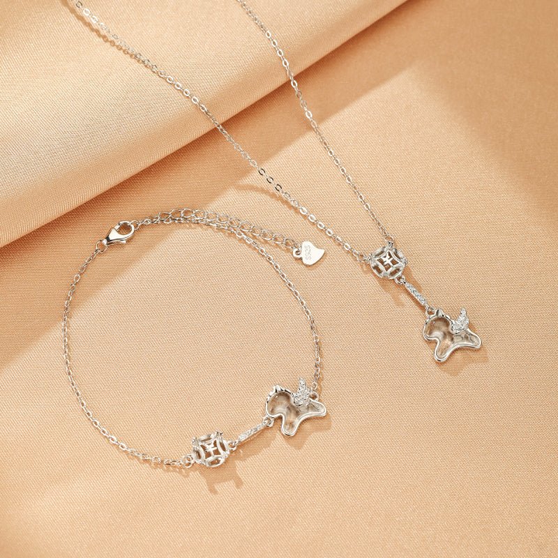 Bracelet Cristal de Roche Porte-Bonheur Ailé Argent S925 - Biloria