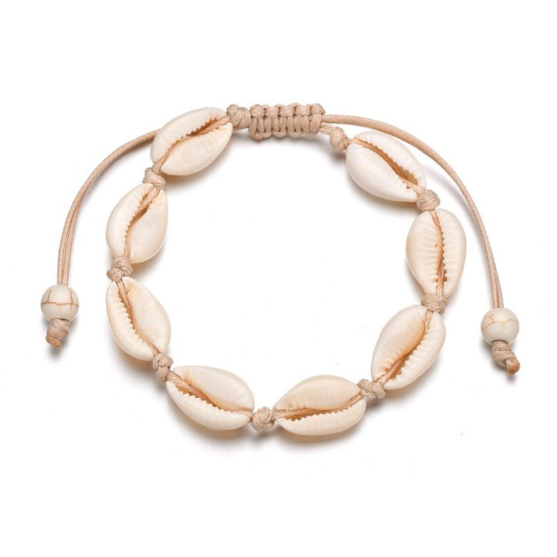 Bracelet de Cheville Coquillage pour Femme – Corde en Cire - Biloria