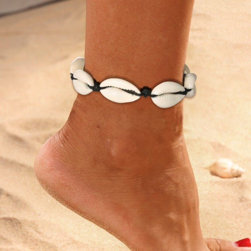 Bracelet de Cheville Coquillage pour Femme – Corde en Cire - Biloria