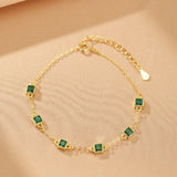 Bracelet Émeraude et Zircon, Argent Plaqué Or - Biloria