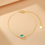 Bracelet Émeraude et Zircon – Argent Plaqué Or Ajustable - Biloria