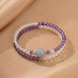 Bracelet en Améthyste, Cristal de Roche et Aigue-marine fait main - Biloria