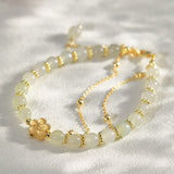 Bracelet en Jade et Fleur de Cerisier Ajustable - Biloria