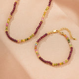 Bracelet Grenat Tourmaline Multicolore Argent Plaqué Or - Biloria
