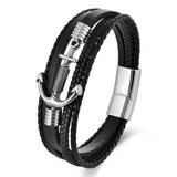 Bracelet Homme Cuir Ancre Ligne de Force Spirituel - Biloria