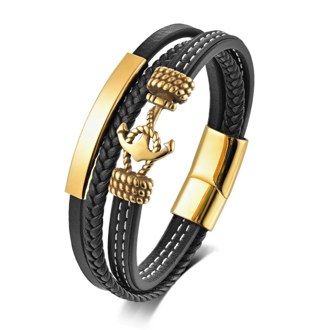 Bracelet Homme Cuir Ancre Marine – Bijou Marin Cadeau - Biloria