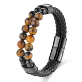 Bracelet Homme Cuir Œil de Tigre – Énergie Solaire et Confiance - Biloria