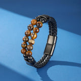 Bracelet Homme Cuir Œil de Tigre – Énergie Solaire et Confiance - Biloria