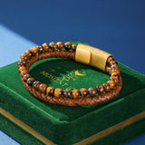 Bracelet Homme Cuir Œil de Tigre – Protection et Style Naturel - Biloria