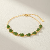 Bracelet Jade Gourde Porte-Bonheur Argent Plaqué Or - Biloria