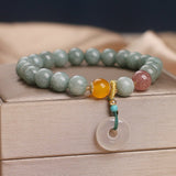 Bracelet Jade Vert et Blanc 8mm - Fait Main - Biloria