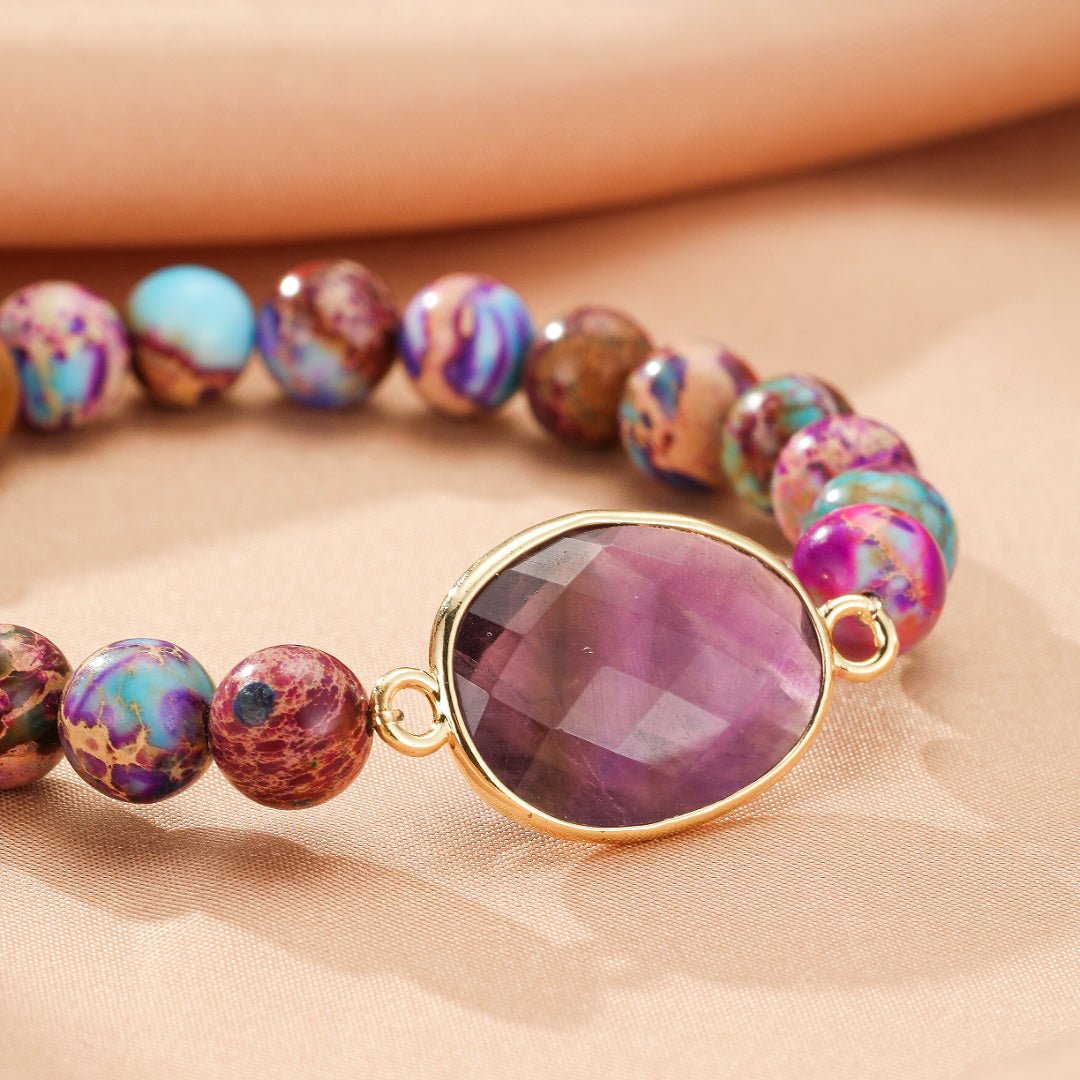 Bracelet Jaspe Violet Marbré - Pierre d'Équilibre et Protection - Biloria